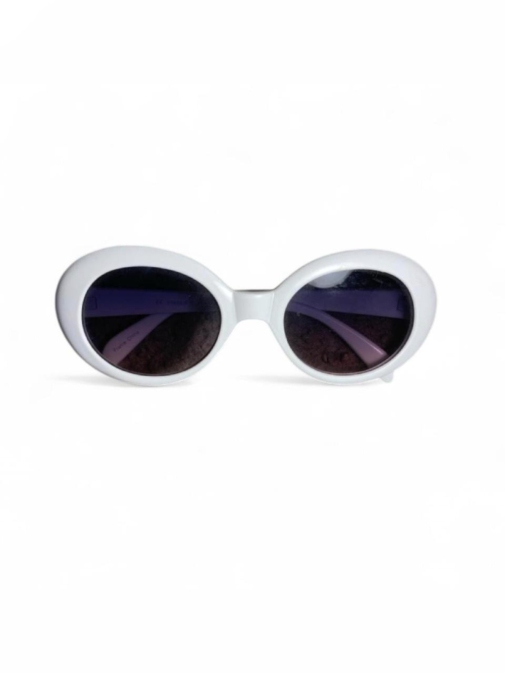 White Oval Retro Sunglasses for Women - Picture 2 of 4